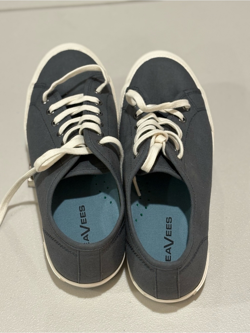 SeaVees Slate Blue Canvas Low-Top Sneakers with Cream Laces